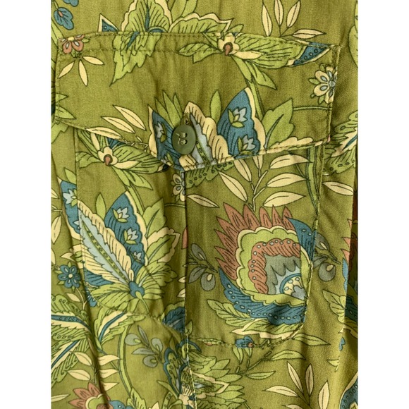 Norton McNaughton Women's Medium Rayon Floral Green Short Sleeve Blouse - Picture 2 of 8